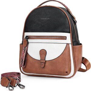 Mini Backpack Purse White Black and Brown